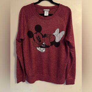 Disney Women's Burgundy Mickey Mouse Sweater